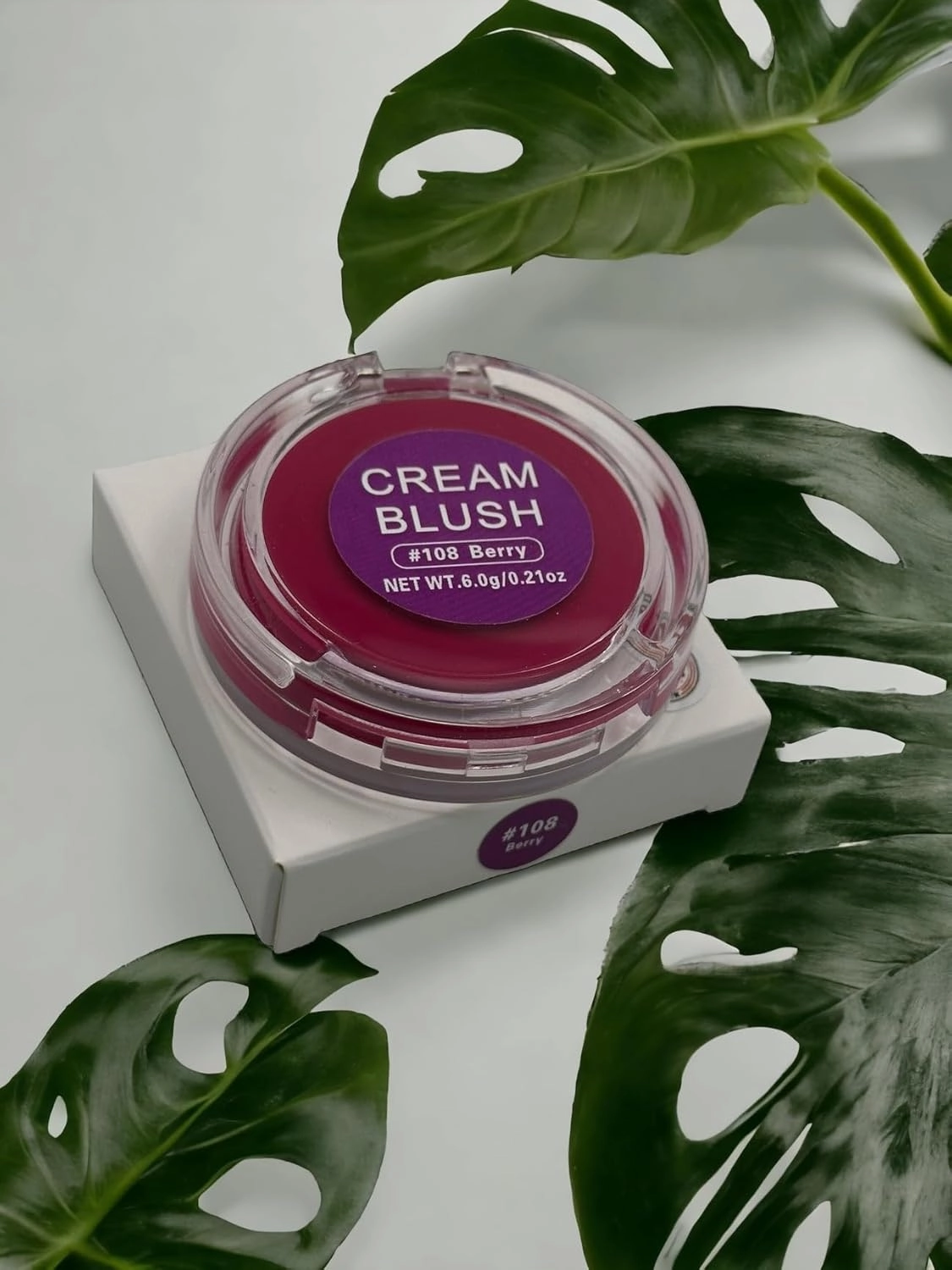 Cream blush monocromática, color lujosamente cremoso y mezclable, para ojos, labios y mejillas, peonía deslumbrante (Berry, berry)