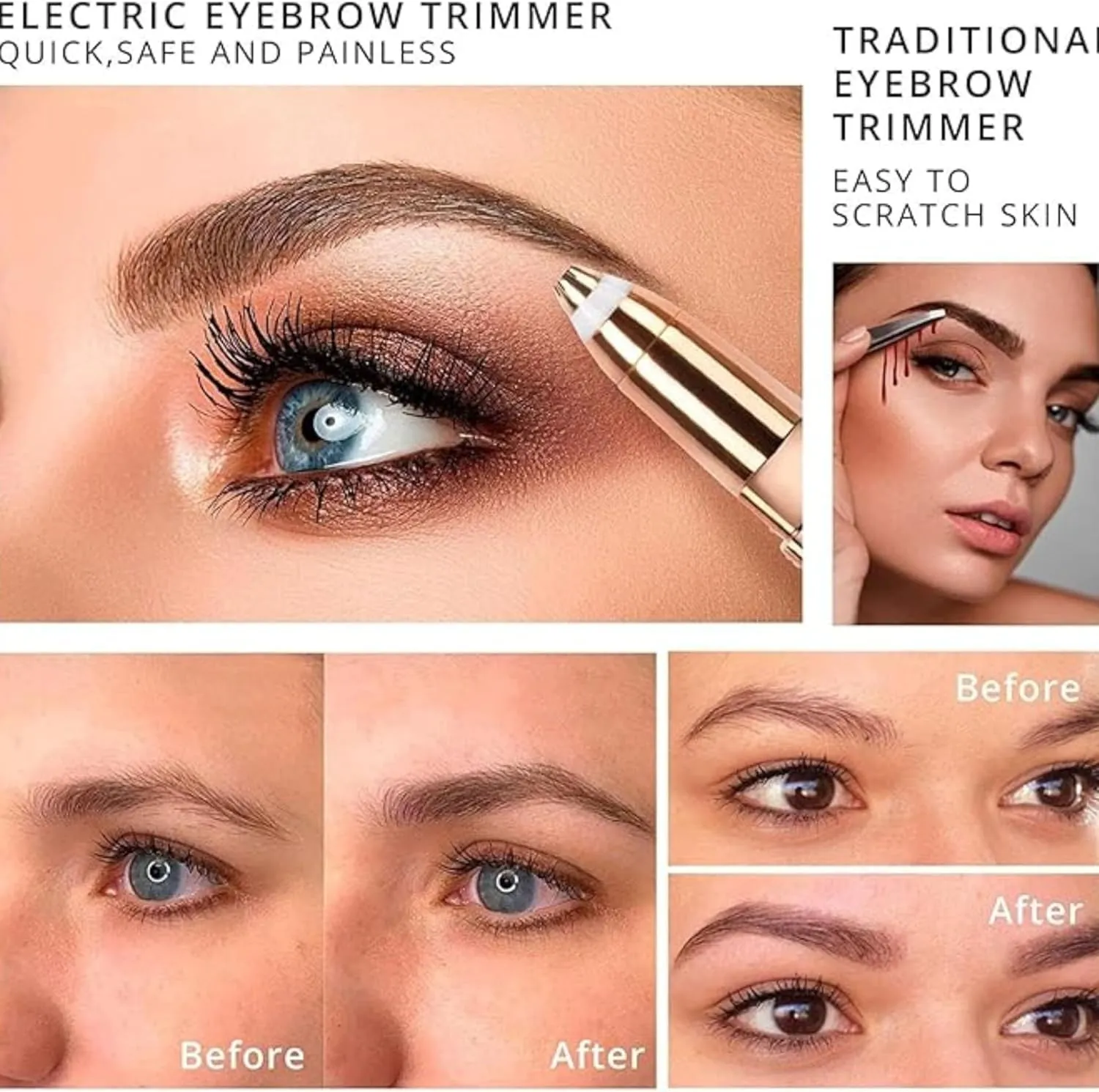 Cross-Border Electric Eyebrow Trimming Pencil Lady Lipstick Shape Upper Lip Hair Remover Eyebrow Trimmer (Rechargeable Peach Powder)