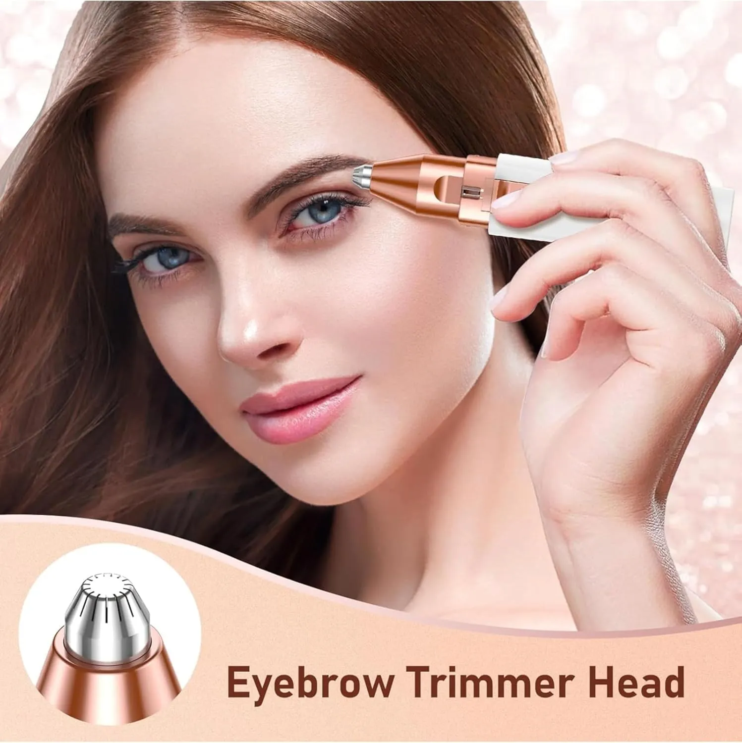 Cross-Border Electric Eyebrow Trimming Pencil Lady Lipstick Shape Upper Lip Hair Remover Eyebrow Trimmer (Rechargeable Peach Powder)