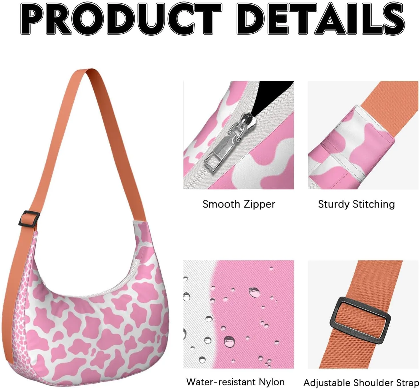Crossbody Bag for Women Clutch HandBag with Zipper Closure for Women Underarm Purse with Adjustable Strap Zipper