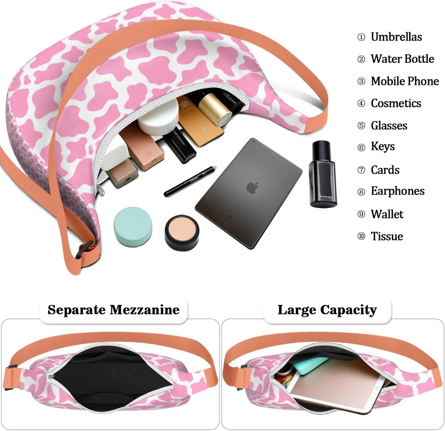Crossbody Bag for Women Clutch HandBag with Zipper Closure for Women Underarm Purse with Adjustable Strap Zipper