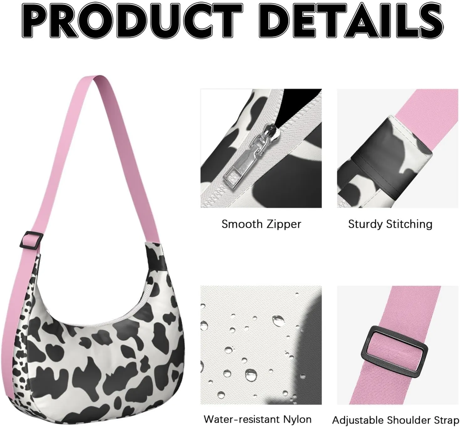 Crossbody Bag for Women Clutch HandBag with Zipper Closure for Women Underarm Purse with Adjustable Strap Zipper