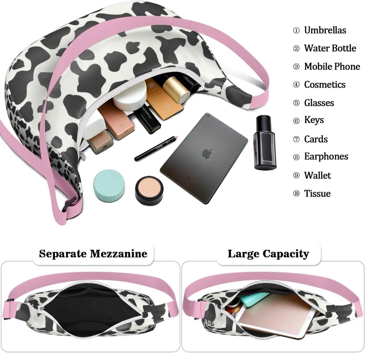 Crossbody Bag for Women Clutch HandBag with Zipper Closure for Women Underarm Purse with Adjustable Strap Zipper
