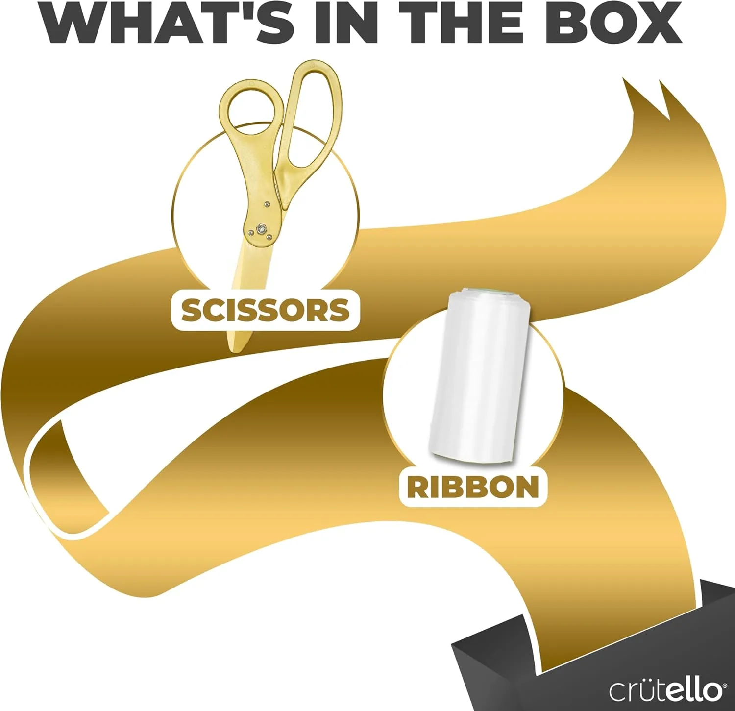Crutello Ribbon Cutting Ceremony Kit - Grand Opening Ribbons and Scissors - 21" Giant Gold Scissors and 30 Foot Large White Ribbon 4" Wide - Ceremonial Kit
