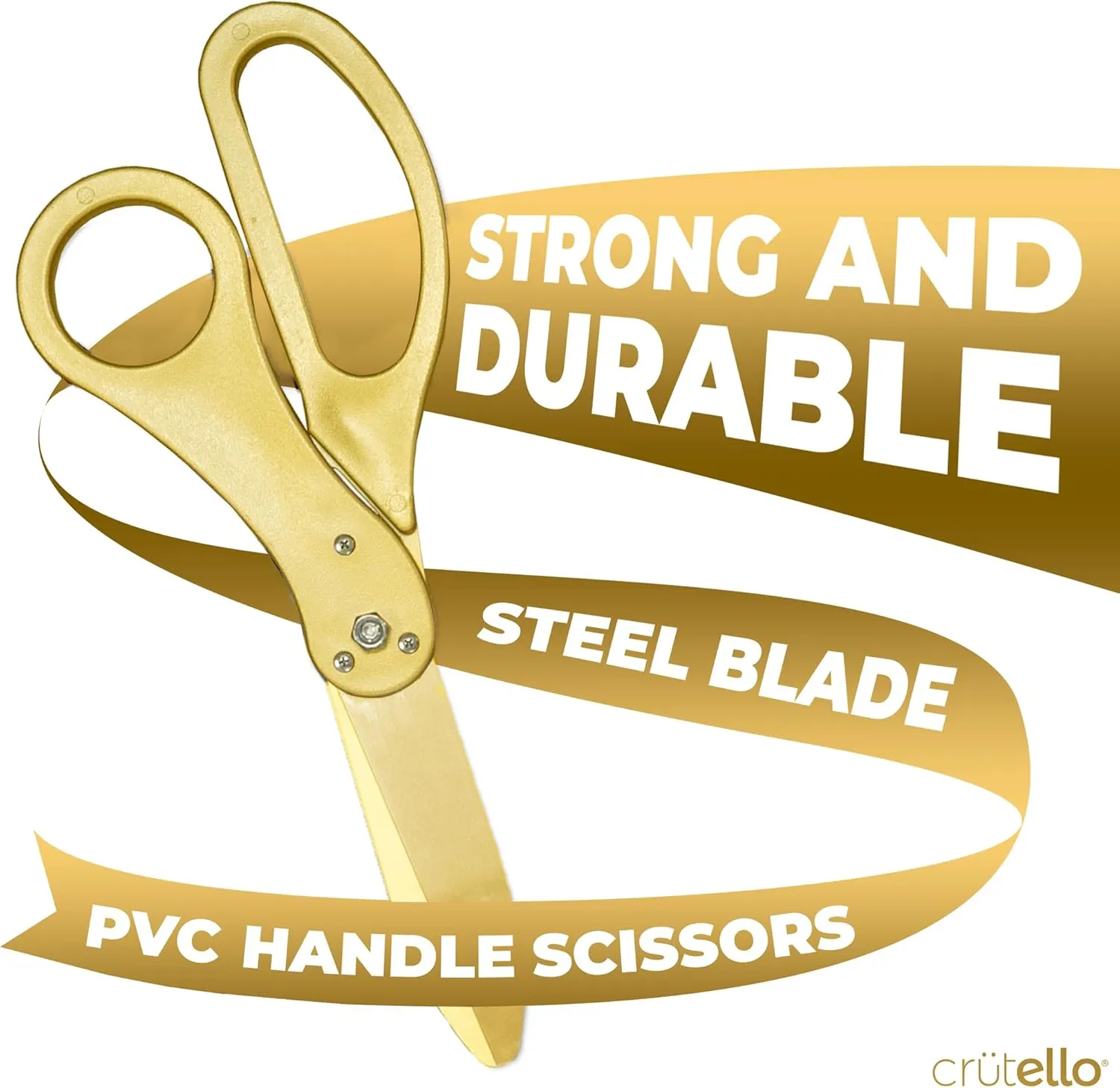 Crutello Ribbon Cutting Ceremony Kit - Grand Opening Ribbons and Scissors - 21" Giant Gold Scissors and 30 Foot Large White Ribbon 4" Wide - Ceremonial Kit