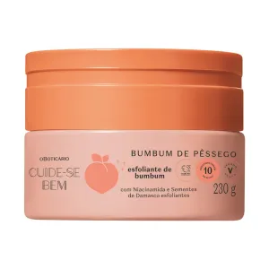 Cuide-se Bem Peach Bumbum Scrub, Vegan Exfoliating Scrub with Niacinamide and Apricot Seeds, 8.11 Ounce (230g)