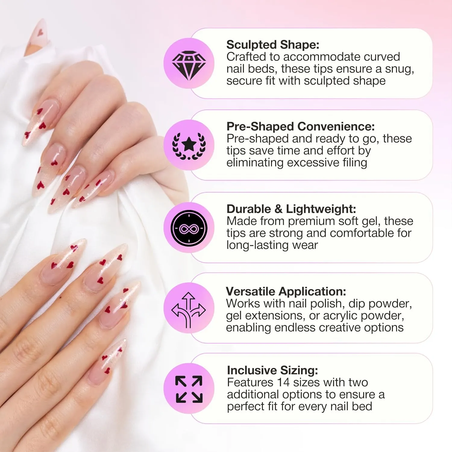 Curacoro Sculpted Nail Soft Gel Tips - 420Pcs Soft Gel Nail Extension Tips, 14 Sizes Clear Full Cover, Long-Lasting Salon Quality, Natural Look