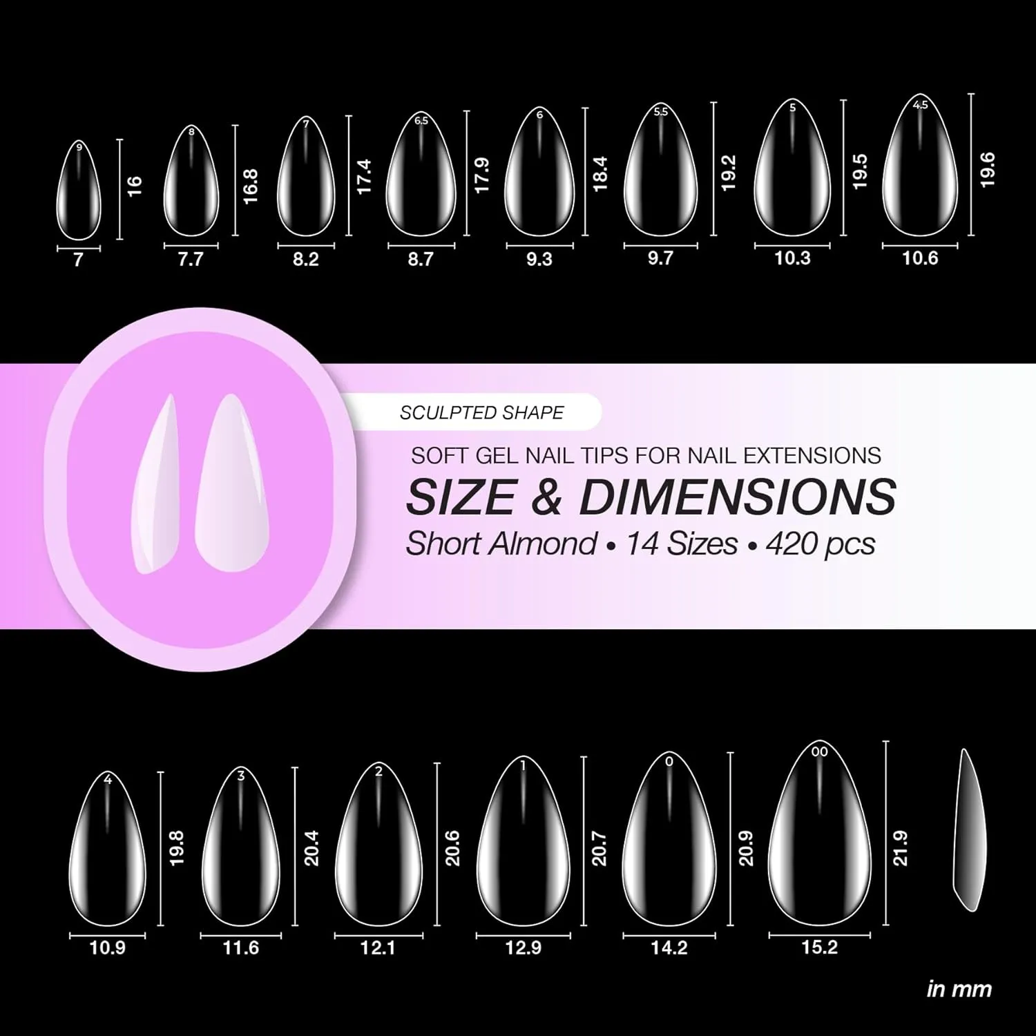 Curacoro Sculpted Nail Soft Gel Tips - 420Pcs Soft Gel Nail Extension Tips, 14 Sizes Clear Full Cover, Long-Lasting Salon Quality, Natural Look
