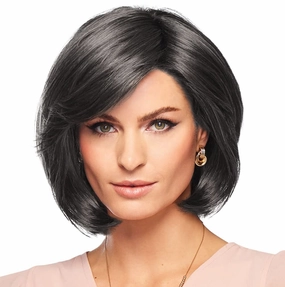 Curves Ahead Chin-Length Layered Wig by Hairuwear, Average Size CapGL44-51 Sugared Charcoal