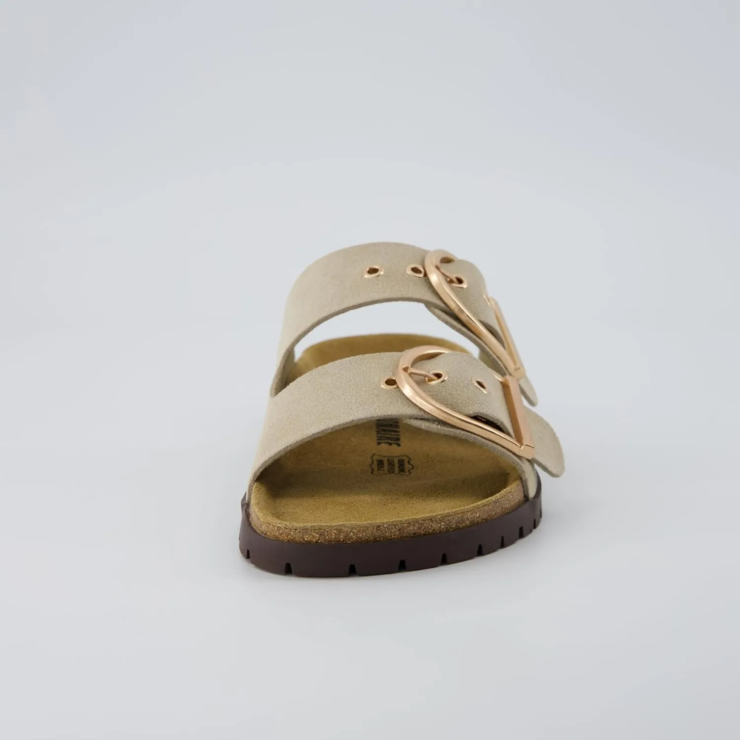CUSHIONAIRE Brook Women’s Suede Double-Buckle Cork Footbed Slide Sandals with Memory Foam Comfort