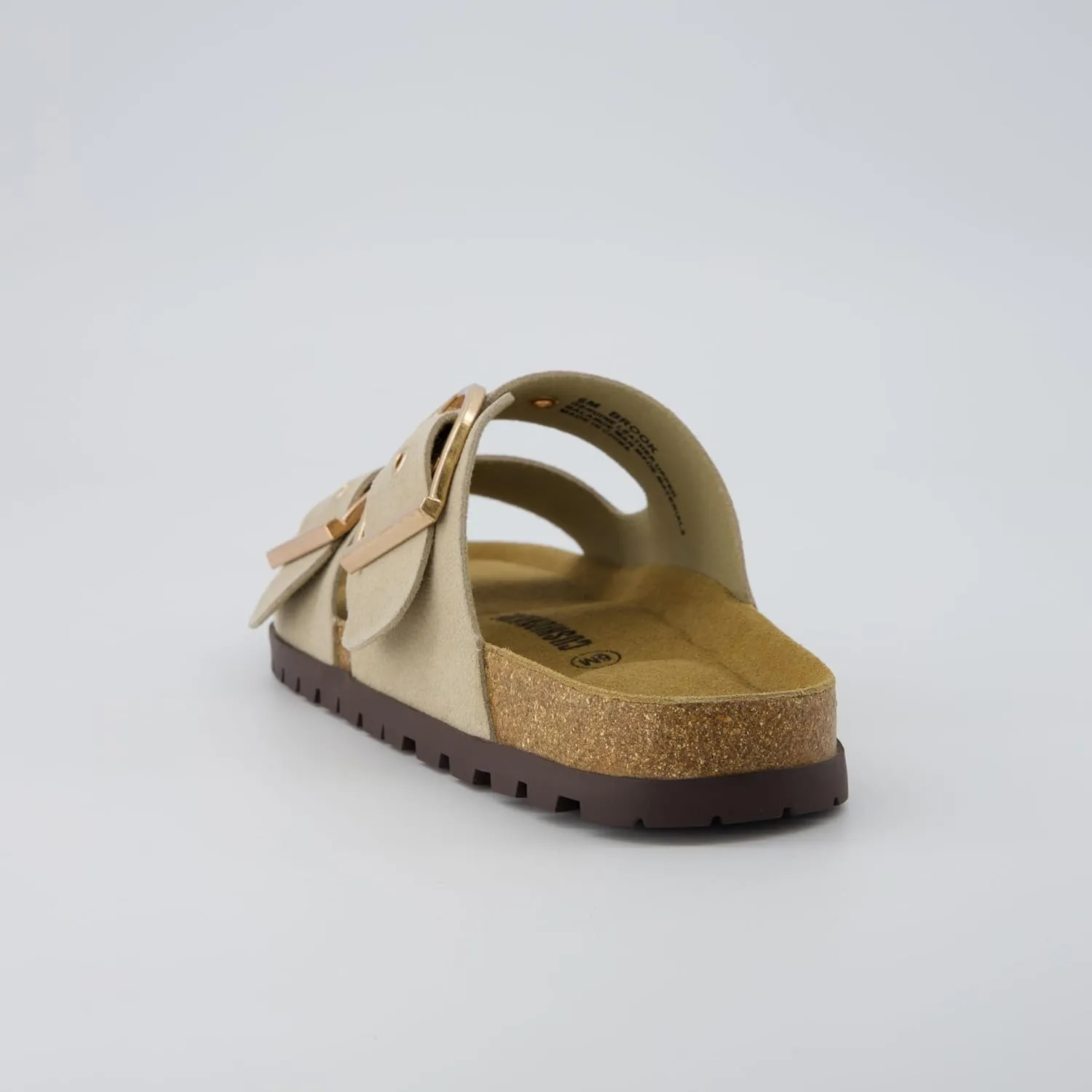 CUSHIONAIRE Brook Women’s Suede Double-Buckle Cork Footbed Slide Sandals with Memory Foam Comfort