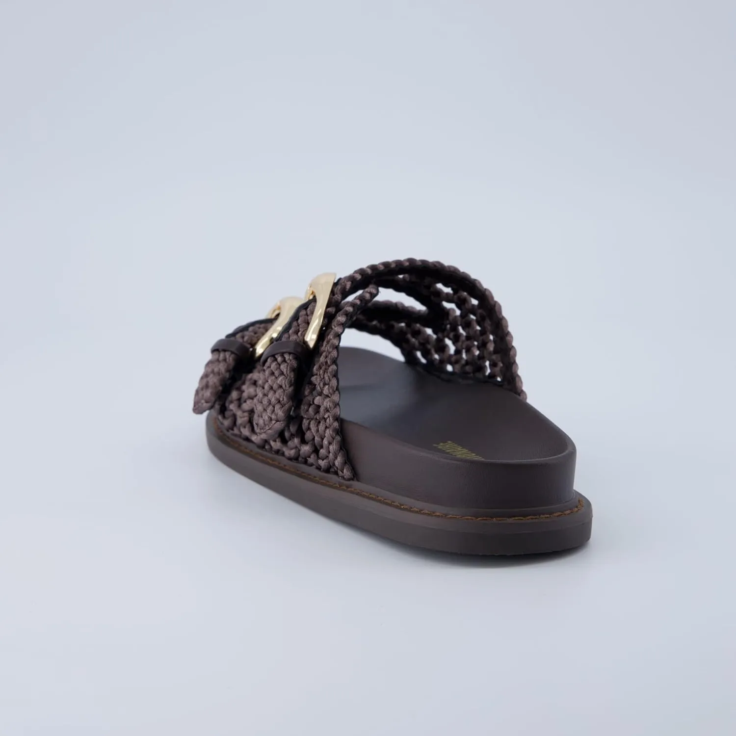 CUSHIONAIRE Waffle Women’s Braided Slide Sandals with Dual Adjustable Buckles – Memory Foam Footbed Slip-On Comfort Slides