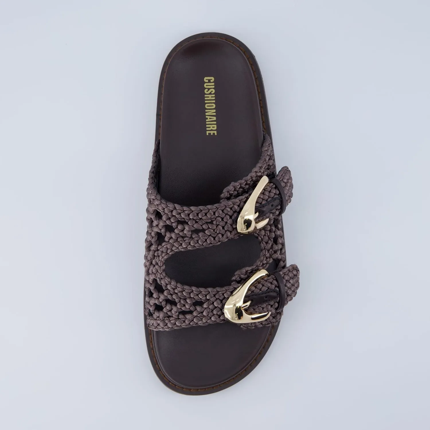 CUSHIONAIRE Waffle Women’s Braided Slide Sandals with Dual Adjustable Buckles – Memory Foam Footbed Slip-On Comfort Slides