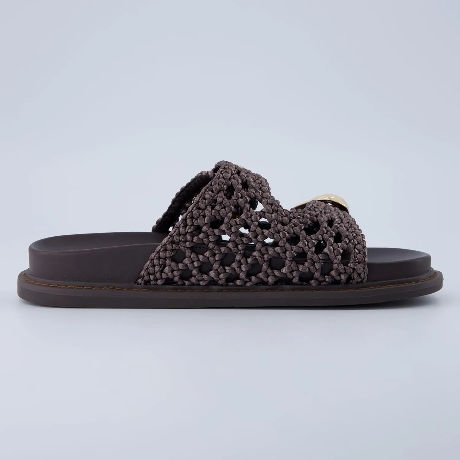 CUSHIONAIRE Waffle Women’s Braided Slide Sandals with Dual Adjustable Buckles – Memory Foam Footbed Slip-On Comfort Slides