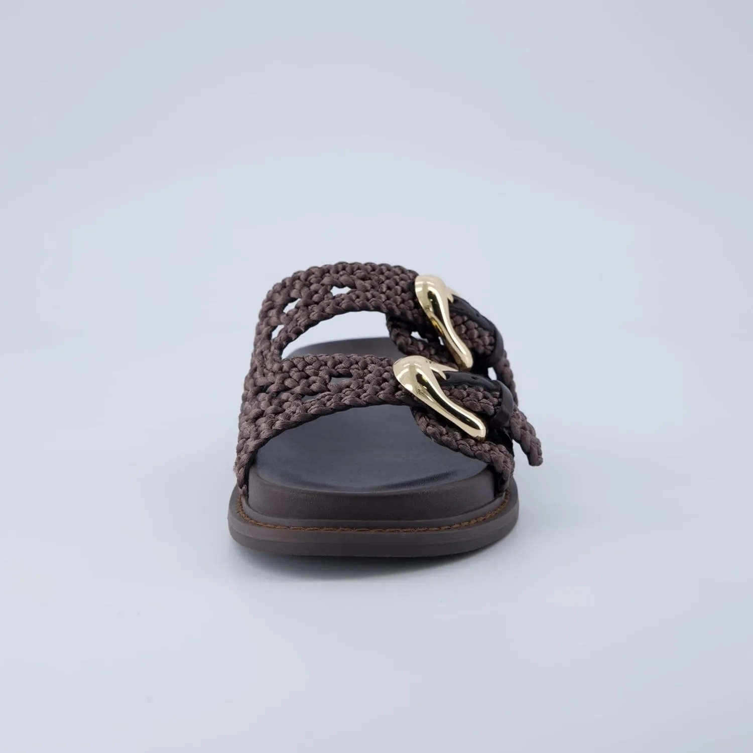 CUSHIONAIRE Waffle Women’s Braided Slide Sandals with Dual Adjustable Buckles – Memory Foam Footbed Slip-On Comfort Slides