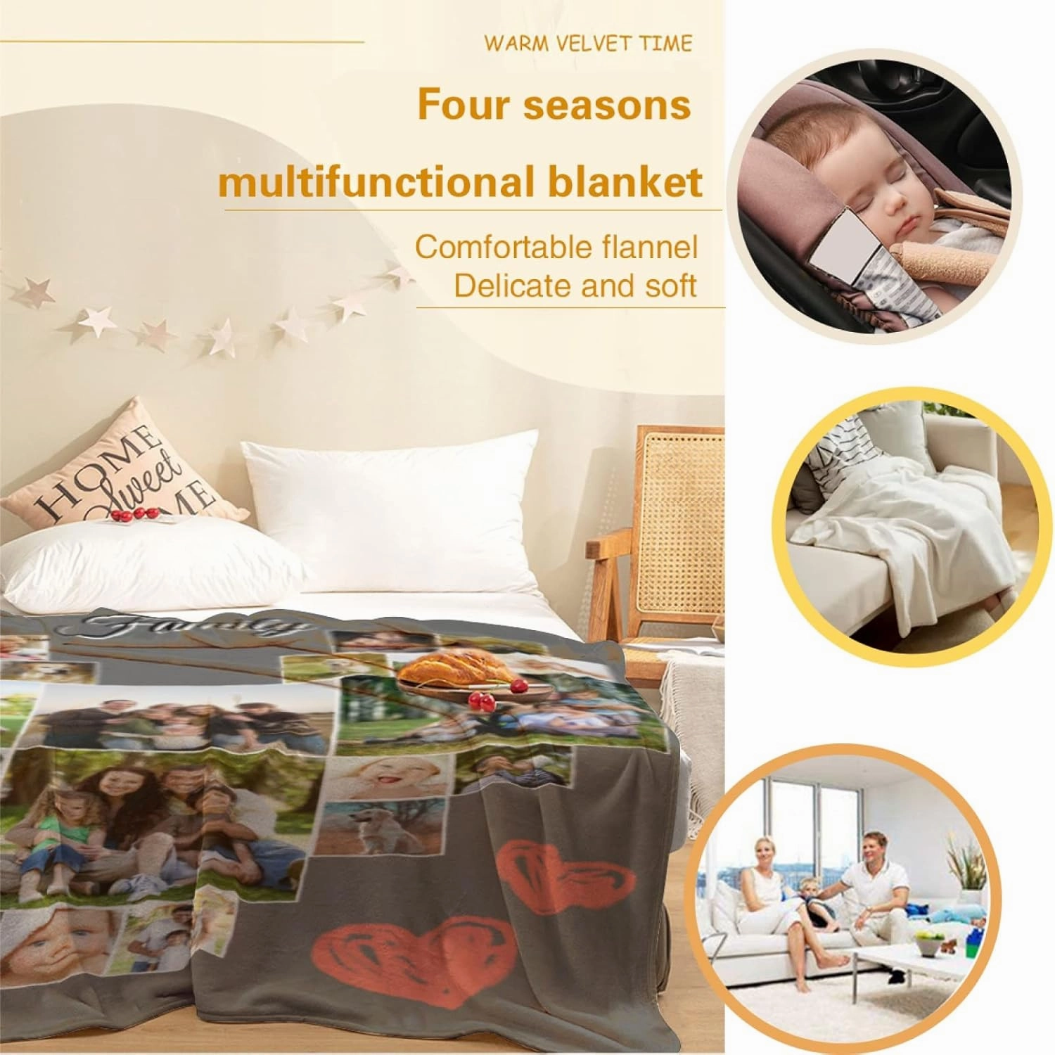 Custom Blanket with Photos Customized Photo Collage Blanket Soft Fleece Throw Blanket Personalized Picture Blanket Gift for Family Heart Collage Blanket 22 Photos (50×60 in)