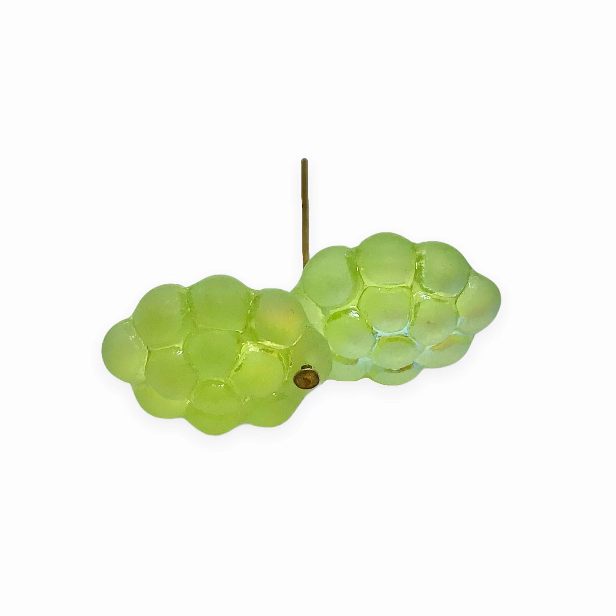Czech glass berry fruit beads 12pc frosted olivine green AB