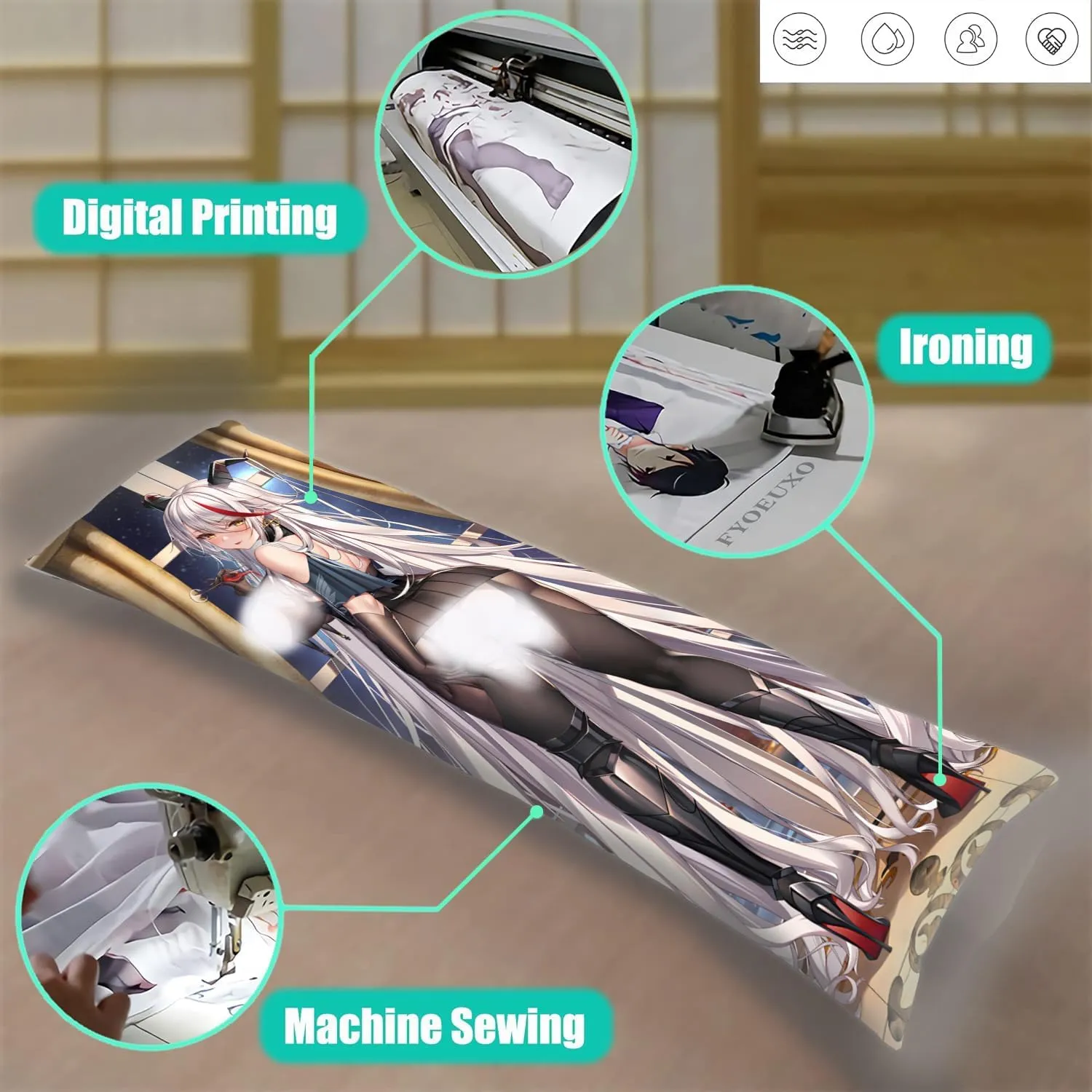 Dakimakura Anime Azur Lane Hugging Body Pillow Case, 19""x59"" Throw Pillow Cover, Double-Sided Print Bedding Decorative Pillowcase (KMS Ägir), FA11K