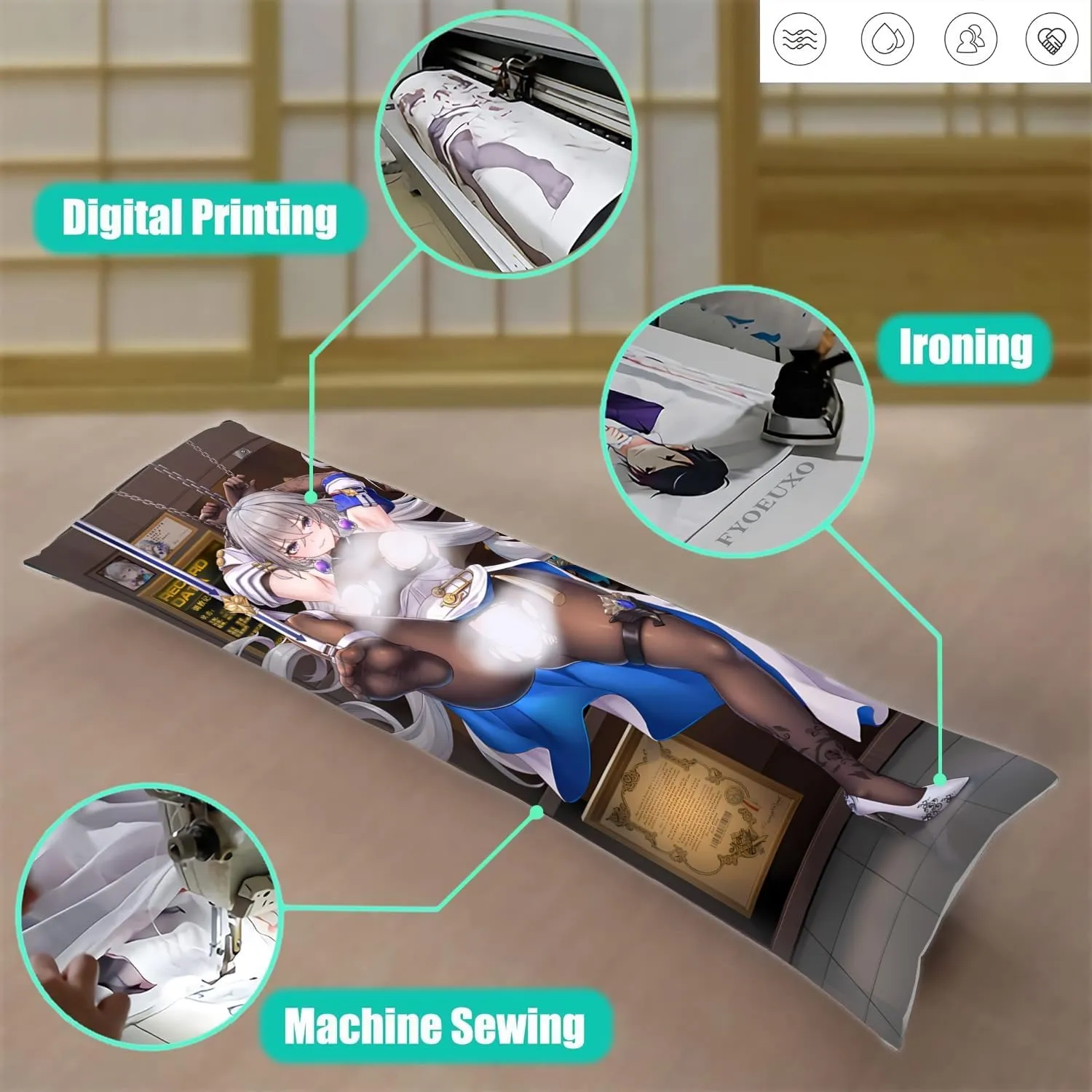 Dakimakura Anime Honkai: Star Rail Hugging Body Pillow Case, 19""x59"" Throw Pillow Cover, Double-Sided Print Bedding Decorative Pillowcase (Bronya), FA09K