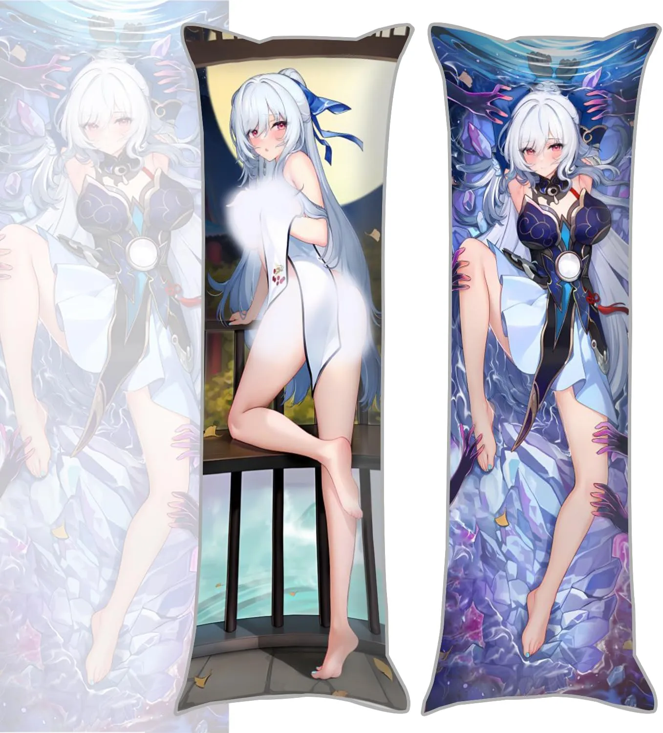 Dakimakura Anime Honkai: Star Rail Hugging Body Pillow Case, 19""x59"" Throw Pillow Cover, Double-Sided Print Bedding Decorative Pillowcase (Jingliu), FA09K