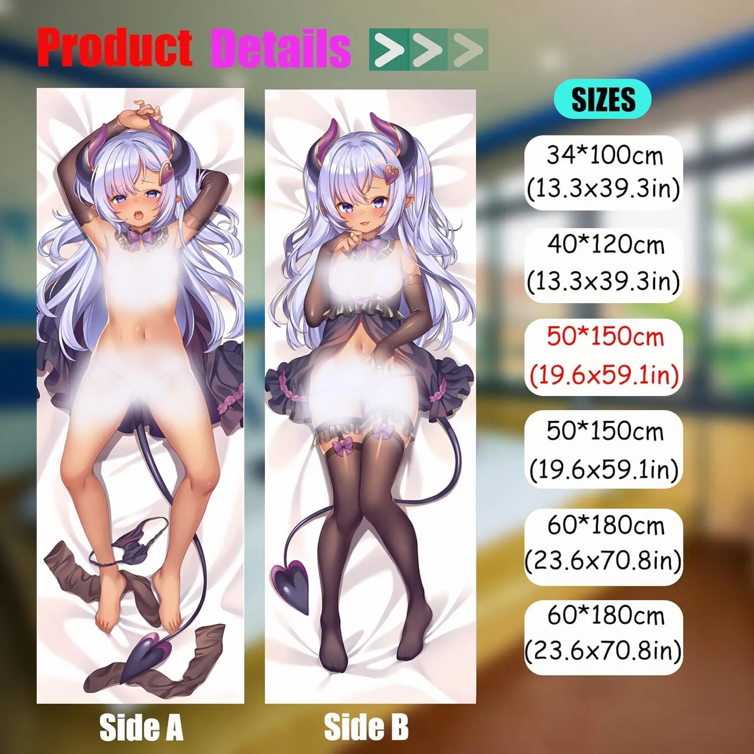 Dakimakura Anime Original Hugging Body Pillow Case, 19""x59"" Throw Pillow Cover, Double-Sided Print Bedding Decorative Pillowcase (A), FA08K