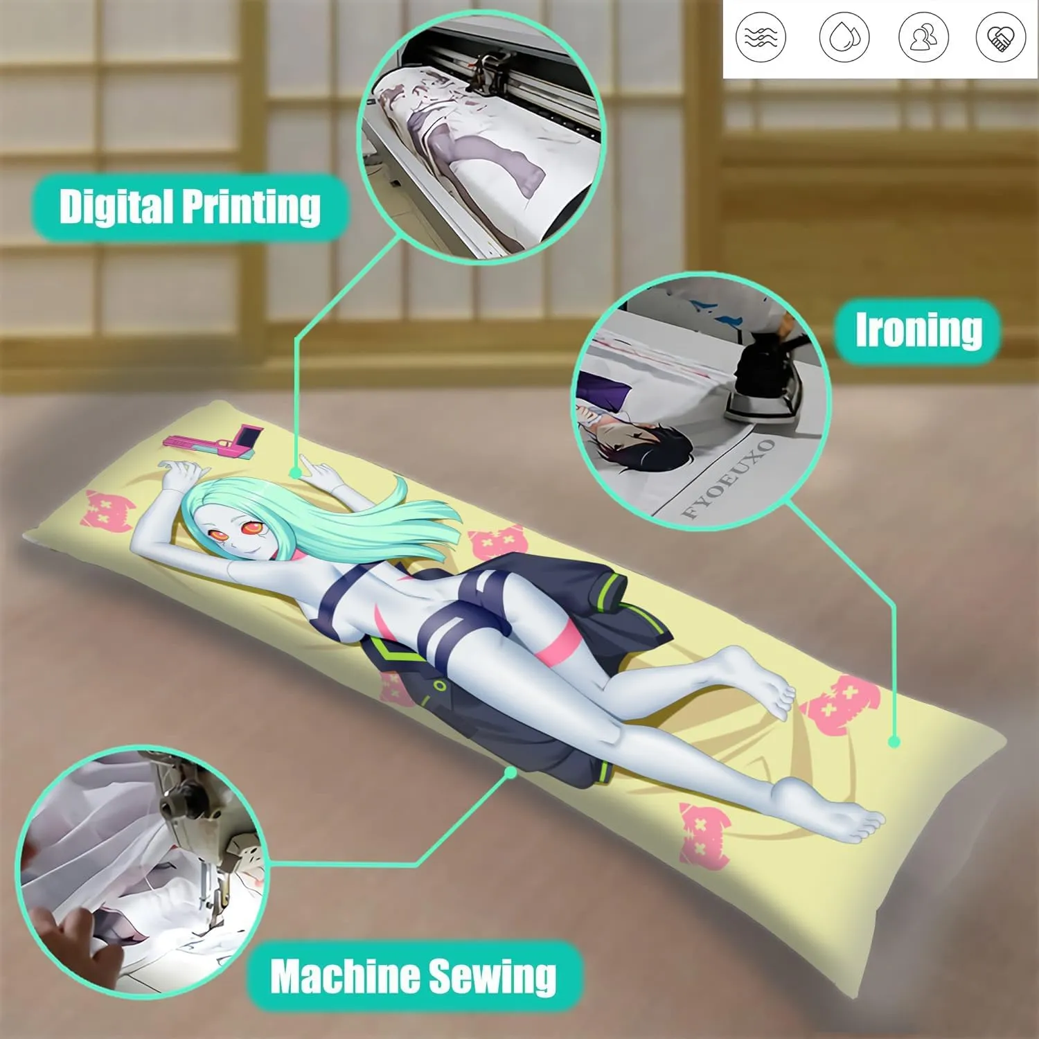 Dakimakura Anime Original Hugging Body Pillow Case, 19""x59"" Throw Pillow Cover, Double-Sided Print Bedding Decorative Pillowcase (B), FA08K