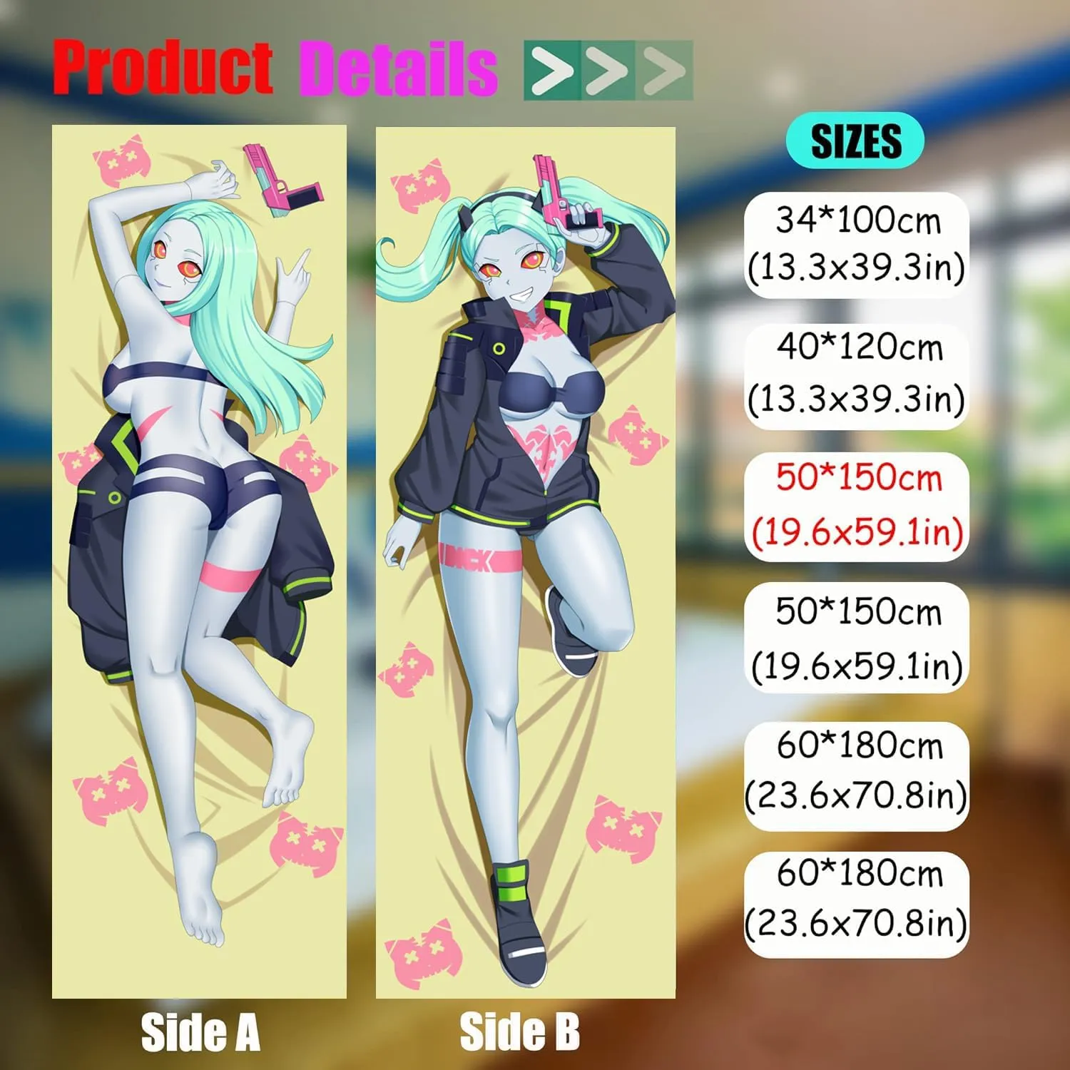 Dakimakura Anime Original Hugging Body Pillow Case, 19""x59"" Throw Pillow Cover, Double-Sided Print Bedding Decorative Pillowcase (B), FA08K