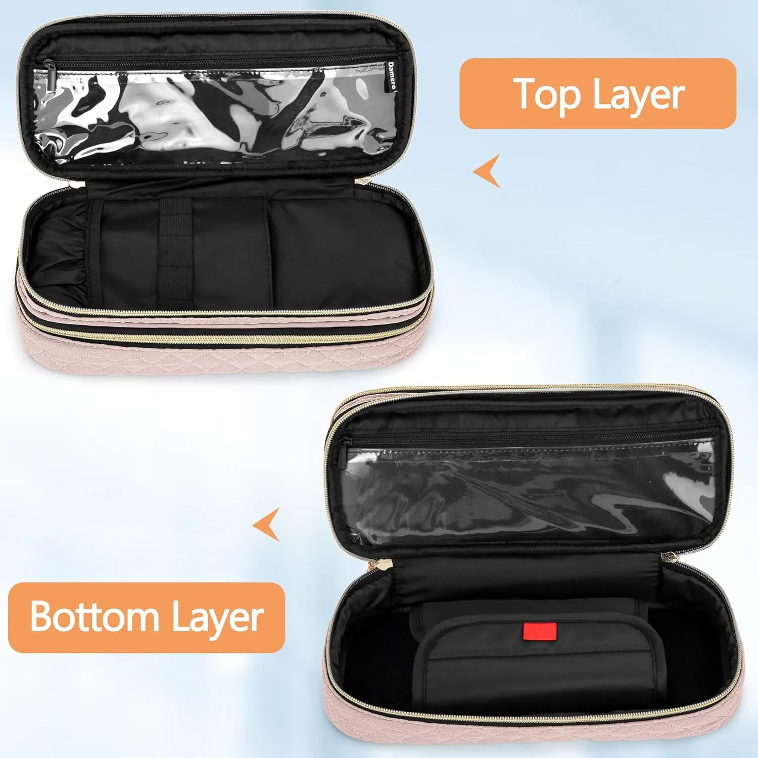 Damero Double Layer Stethoscope Case Compatible with 3M Littmann/ADC/Omron Stethoscope, Stethoscope Carrying Case Travel Bag for Nurse Accessories, Misty Rose