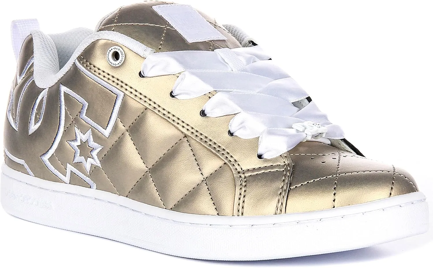 Dc Shoes Court Graffik S Women's Quilted Vent Hole Ribbon Lace Trainers, Gold, 7.5 UK