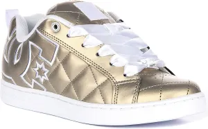 Dc Shoes Court Graffik S Women's Quilted Vent Hole Ribbon Lace Trainers, Gold, 7.5 UK