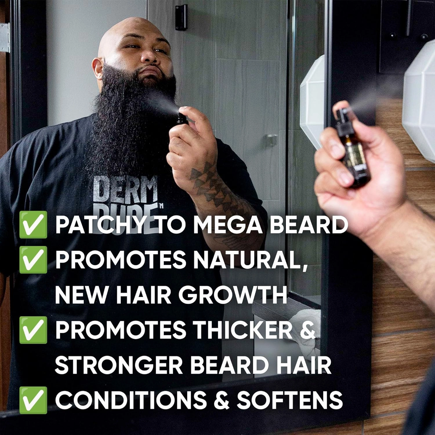 Derm Dude Beard Grooming Kit for Men | Includes Growth Oil, Biotin Spray, 2-in-1 Shampoo & Conditioner, Balm, Anti-Static Comb and Brush | For Thicker Fuller Facial Hair
