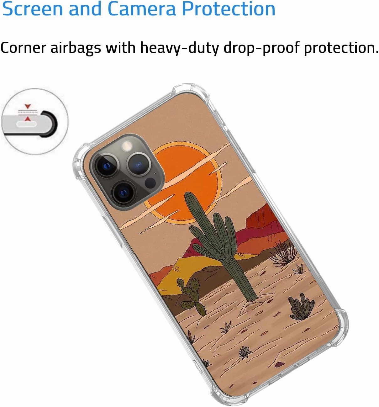 Desert Sunset Cactus Art Case Compatible with iPhone 16 Pro Max, Landscape Nature Case for iPhone 16 Pro Max, Trendy Cool Soft TPU Bumper Case Cover