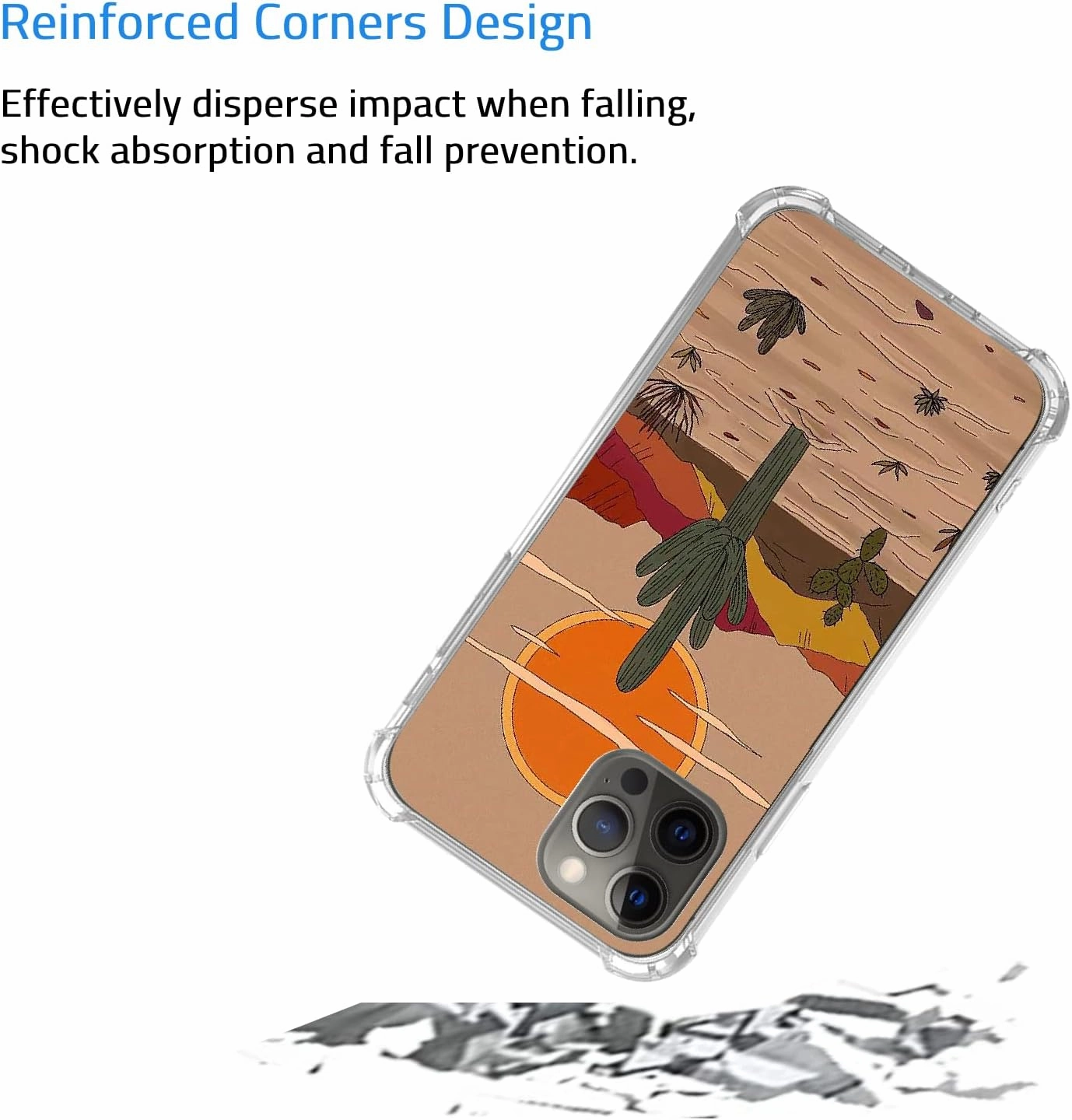Desert Sunset Cactus Art Case Compatible with iPhone 16 Pro Max, Landscape Nature Case for iPhone 16 Pro Max, Trendy Cool Soft TPU Bumper Case Cover
