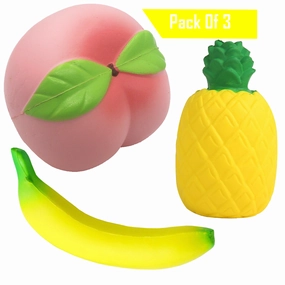 Desire Deluxe - Squishies Pack Slow Rising Squishy Toys Scented Squishy Squeeze Toy for Kids -Peach Banana Pineapple