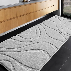 DEXDE Bathroom Rugs Mat Runner 24 x 60 Inch, Light Gray Bath Rugs Extra Long Non-Slip Machine Wash Dry Bath Mats Large Soft and Absorbent Microfiber Carpet for Bathroom Floor, Tub and Shower