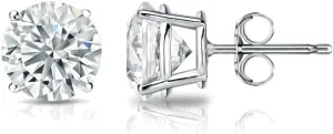 Diamond Wish - 1/4 Carat Diamond Round Stud Earrings for Women in 14k White Gold (I2-I3, cttw) 4-Prong Basket Push Back