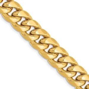 Diamond2Deal 14k Yellow Gold 9.3mm Semi-Solid Miami Cuban Chain Bracelet