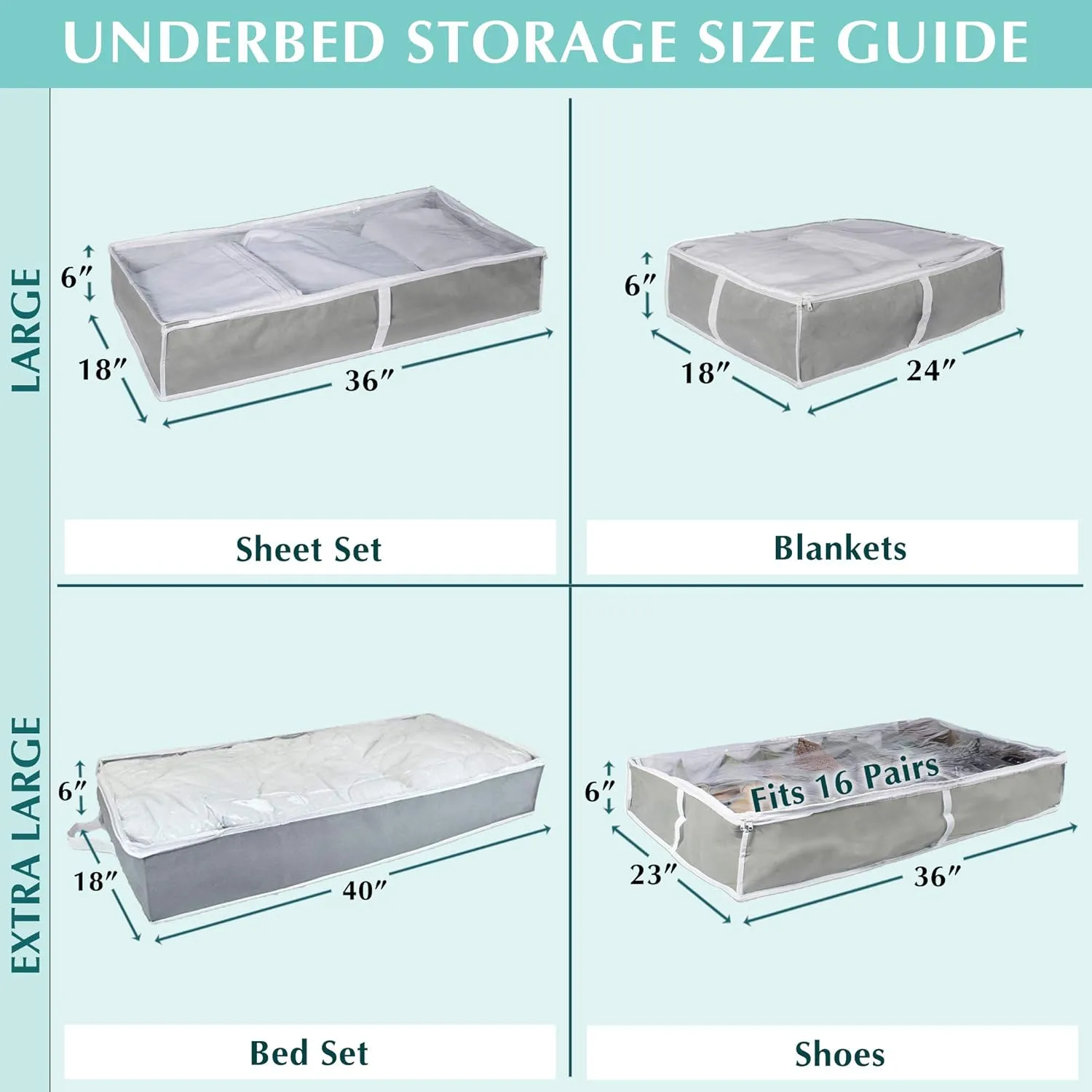 DII Breathable Closet Soft Storage Bag, Gray, Chest Size