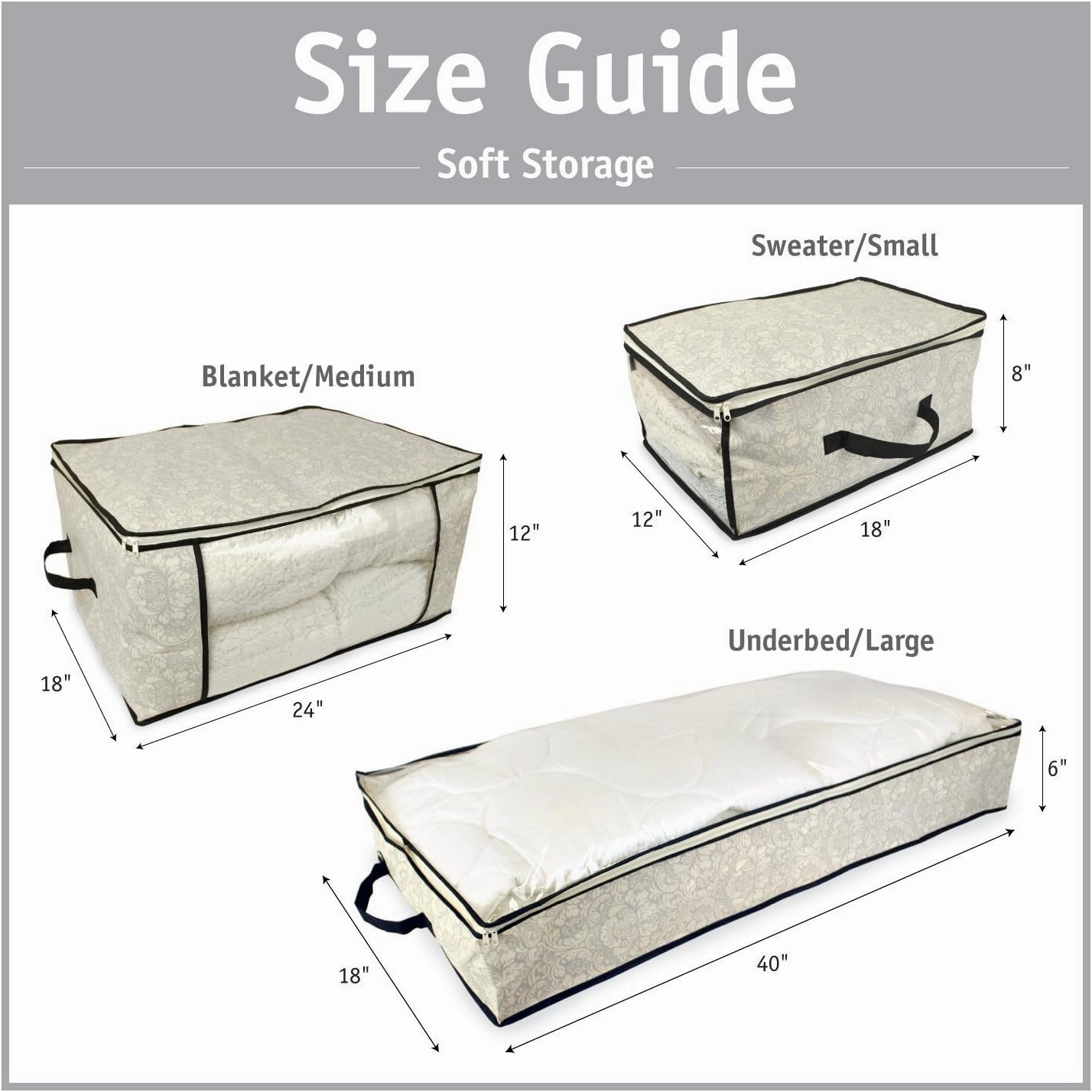 DII Breathable Closet Soft Storage Bag, Damask, Chest Size