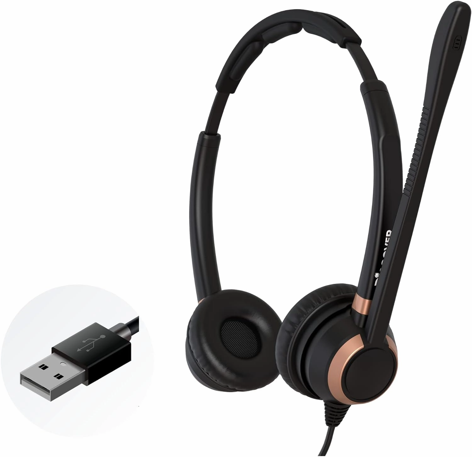 Discover D712U Corded USB Softphone Headset for Professionals- Compatible with Microsoft Teams, RingCentral, Webex, Jabber, Avaya, Zoom and More