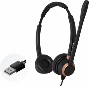Discover D712U Corded USB Softphone Headset for Professionals- Compatible with Microsoft Teams, RingCentral, Webex, Jabber, Avaya, Zoom and More