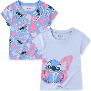 Disney Lilo & Stitch Girls 2 Pack Short Sleeve T-Shirt for Big Kids