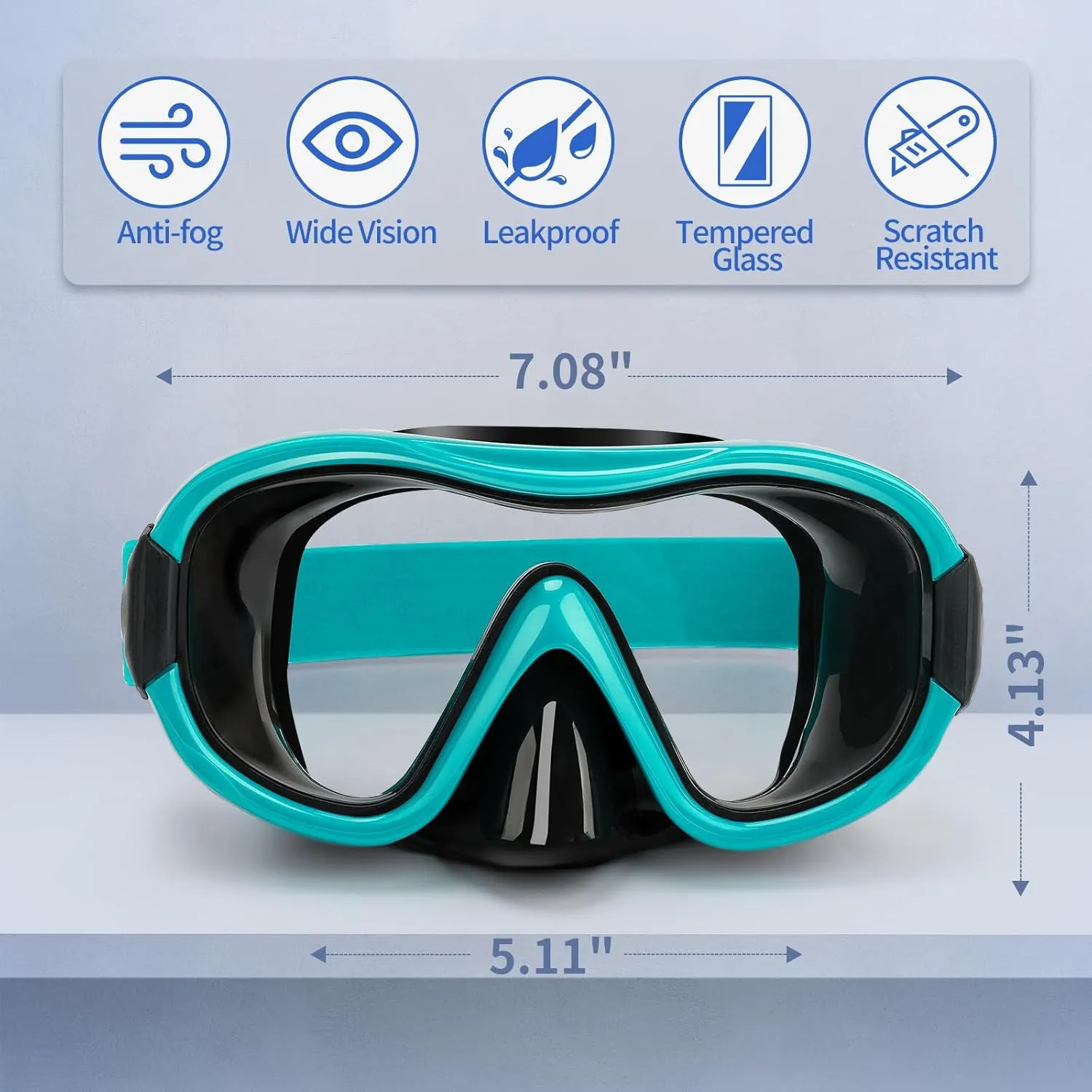 Diving Mask , Professional Anti-Fog Snorkel Goggles, Anti-Leak Swim Mask with Soft Adjustable Strap & Mesh Bag, Earplug