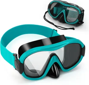 Diving Mask , Professional Anti-Fog Snorkel Goggles, Anti-Leak Swim Mask with Soft Adjustable Strap & Mesh Bag, Earplug