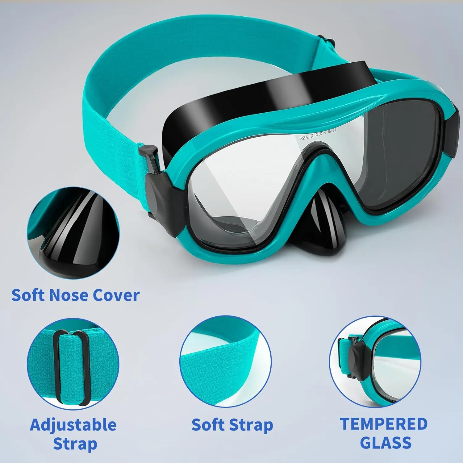 Diving Mask , Professional Anti-Fog Snorkel Goggles, Anti-Leak Swim Mask with Soft Adjustable Strap & Mesh Bag, Earplug