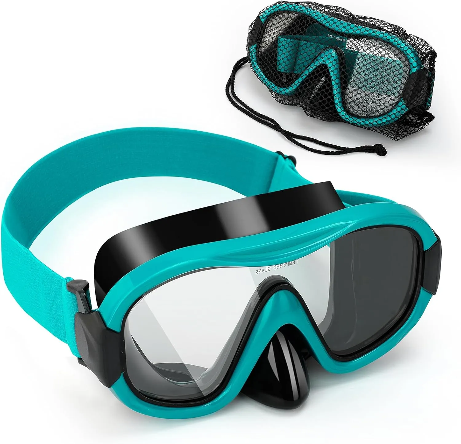 Diving Mask , Professional Anti-Fog Snorkel Goggles, Anti-Leak Swim Mask with Soft Adjustable Strap & Mesh Bag, Earplug