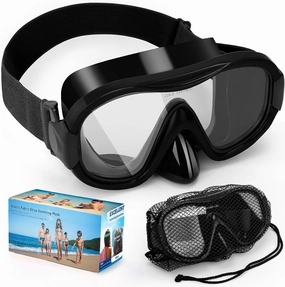 Diving Mask , Professional Anti-Fog Snorkel Goggles, Anti-Leak Swim Mask with Soft Adjustable Strap & Mesh Bag, Earplug