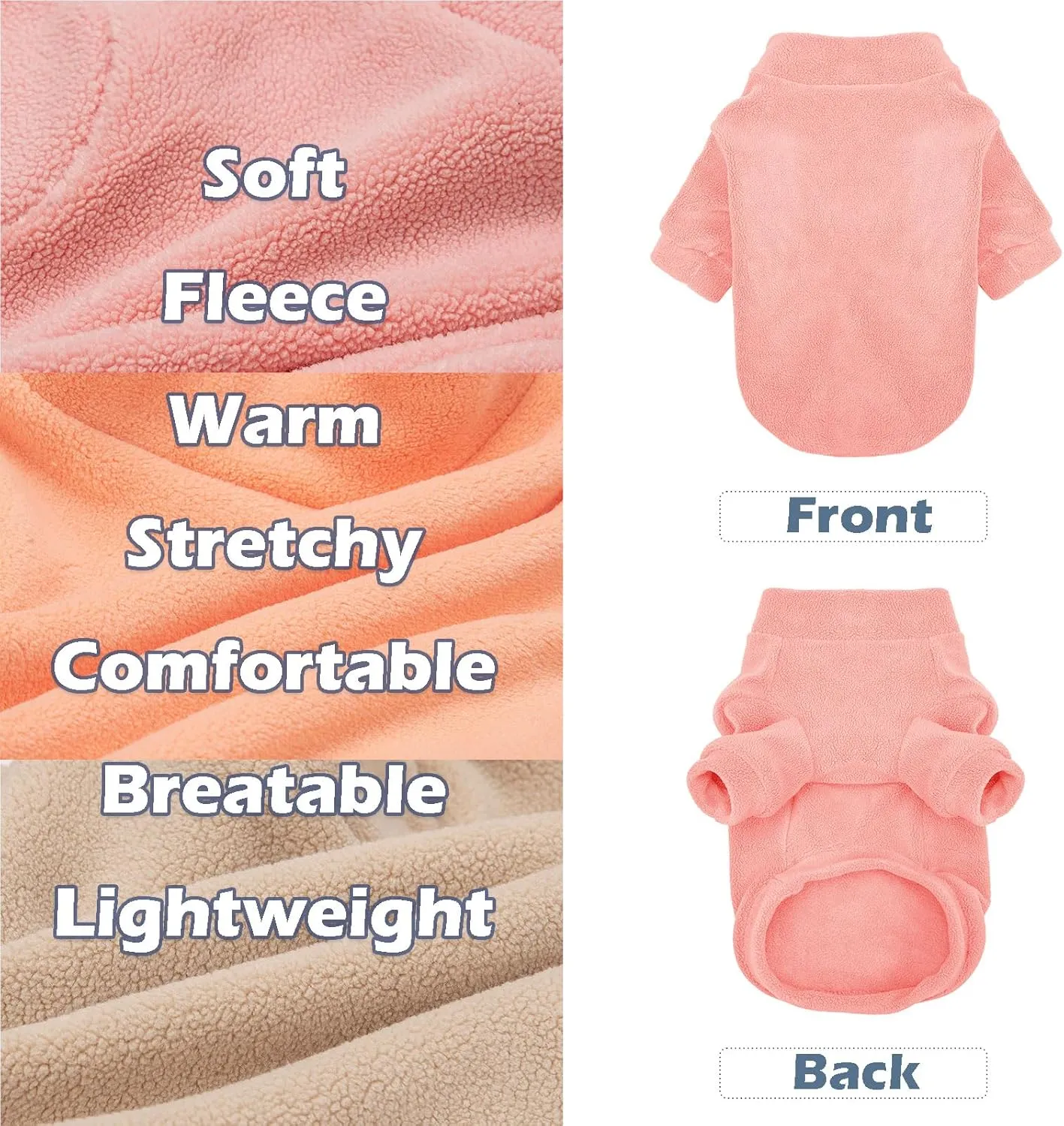Dog Sweater, 3 Pack Dog Sweaters for Small Dogs Girl Boy, Ultra Soft Warm Puppy Clothes Dog Coat for Winter (Peach Lt Camel Pink, X-Large)