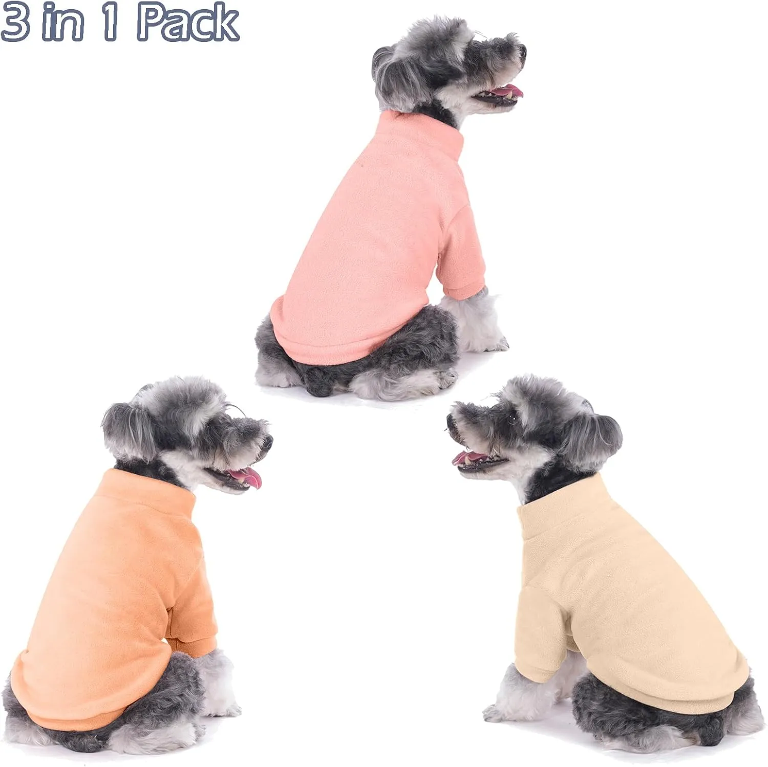 Dog Sweater, 3 Pack Dog Sweaters for Small Dogs Girl Boy, Ultra Soft Warm Puppy Clothes Dog Coat for Winter (Peach Lt Camel Pink, X-Large)