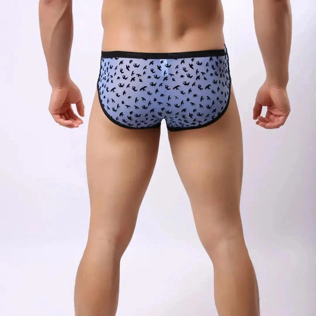 DomiGe Mesh Briefs Velvet Sheer Male Skulls Print Sexy Underwear
